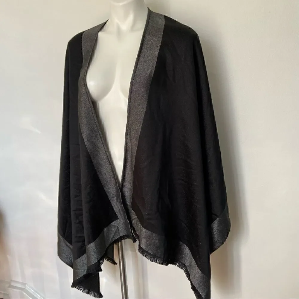 CK Metallic Knit Poncho Scarf Wrap